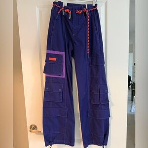 Adidas Ivy Park Purple Denim Cargo Pants Jeans Size XS